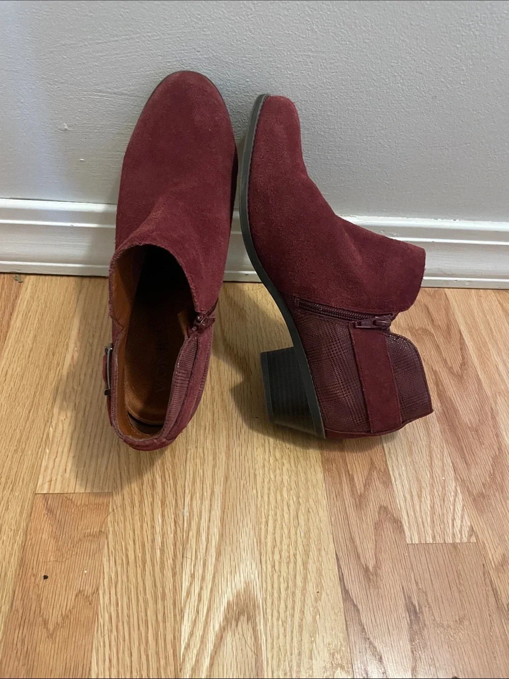 Vionic Burgundy Suede Ankle Booties